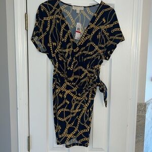 Michael Kors Midnight Blue Chain Wrap Dress